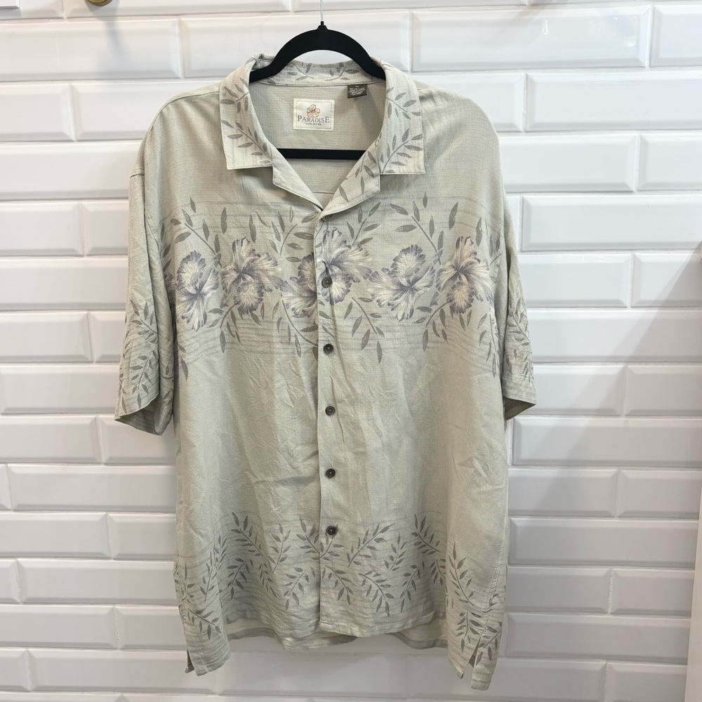 Vintage Men’s XL Paradise by Axis Silk Button Down Tropical Shirt